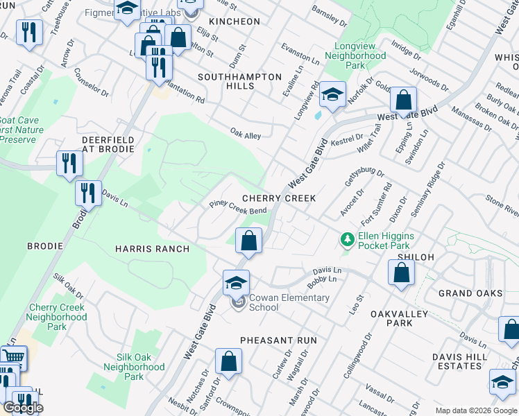 map of restaurants, bars, coffee shops, grocery stores, and more near in Austin