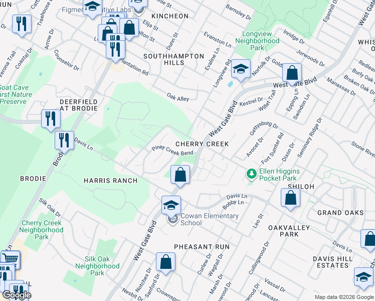 map of restaurants, bars, coffee shops, grocery stores, and more near in Austin