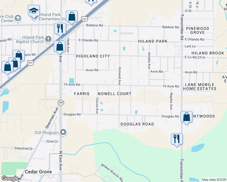 map of restaurants, bars, coffee shops, grocery stores, and more near 3001 Nowell Court in Panama City