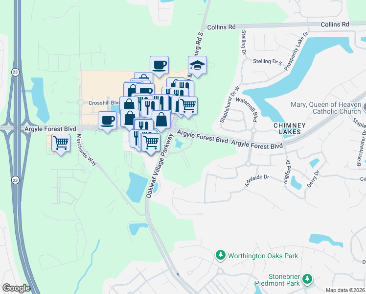 map of restaurants, bars, coffee shops, grocery stores, and more near 9432 Grand Falls Drive in Jacksonville