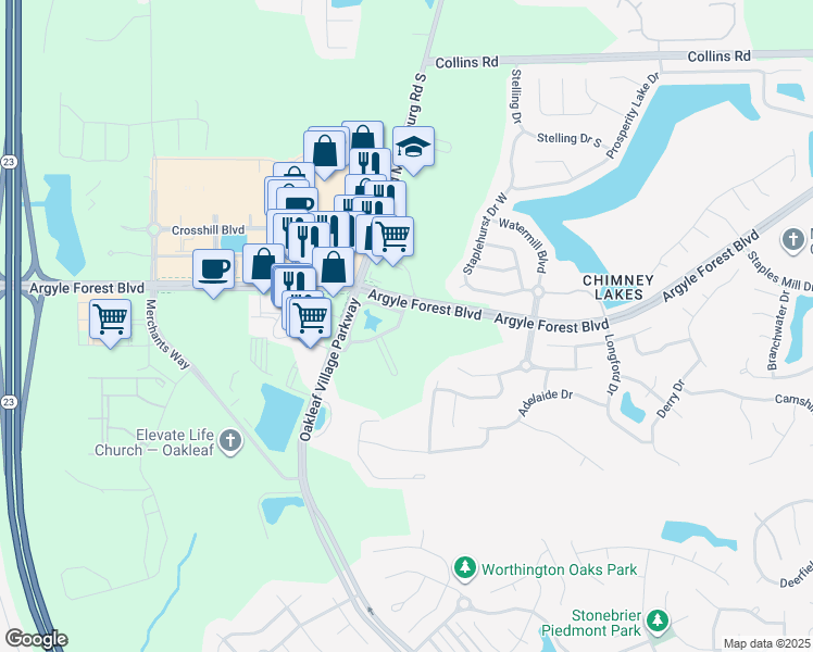 map of restaurants, bars, coffee shops, grocery stores, and more near in Jacksonville