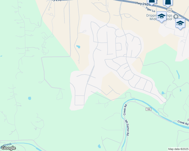 map of restaurants, bars, coffee shops, grocery stores, and more near 1700 East Creek Drive in Dripping Springs