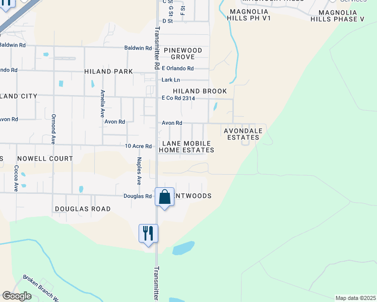 map of restaurants, bars, coffee shops, grocery stores, and more near 2605 Pearcy Road in Panama City