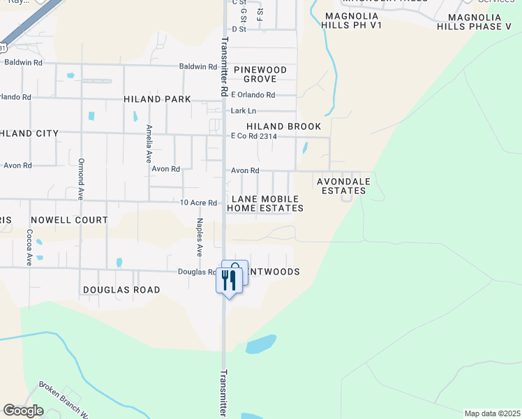 map of restaurants, bars, coffee shops, grocery stores, and more near 2605 Pearcy Road in Panama City