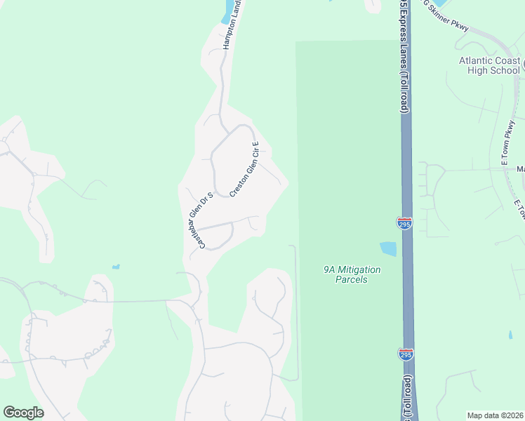 map of restaurants, bars, coffee shops, grocery stores, and more near 10641 Roundwood Glen Court in Jacksonville