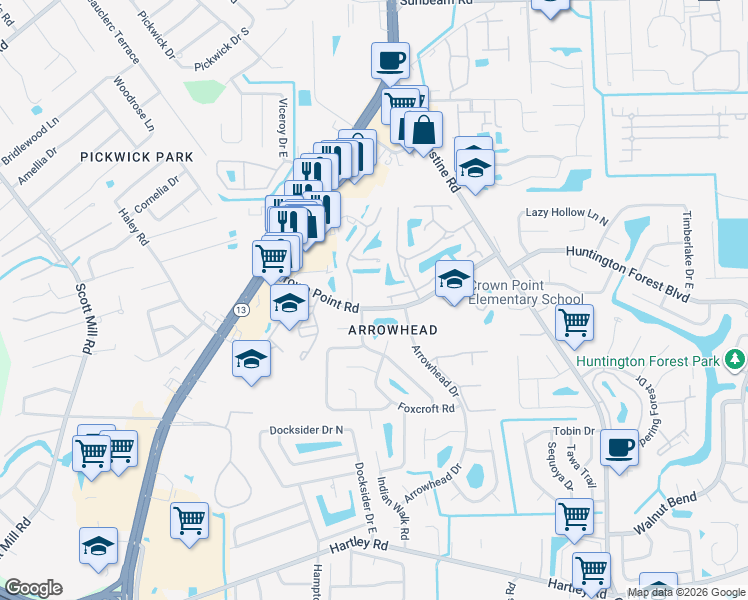 map of restaurants, bars, coffee shops, grocery stores, and more near 9957 Moorings Drive in Jacksonville