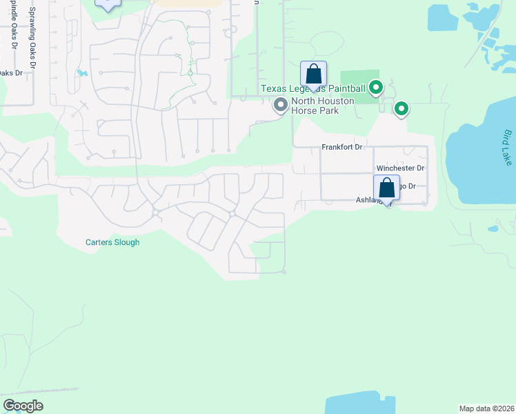map of restaurants, bars, coffee shops, grocery stores, and more near 1201 Ashland Drive in Conroe