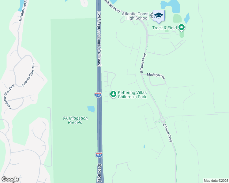 map of restaurants, bars, coffee shops, grocery stores, and more near Florida 9A in Jacksonville