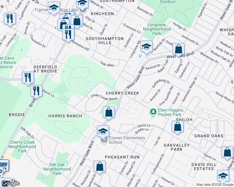 map of restaurants, bars, coffee shops, grocery stores, and more near 3018 Cameron Loop in Austin
