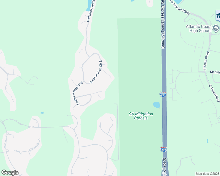 map of restaurants, bars, coffee shops, grocery stores, and more near 10641 Roundwood Glen Court in Jacksonville