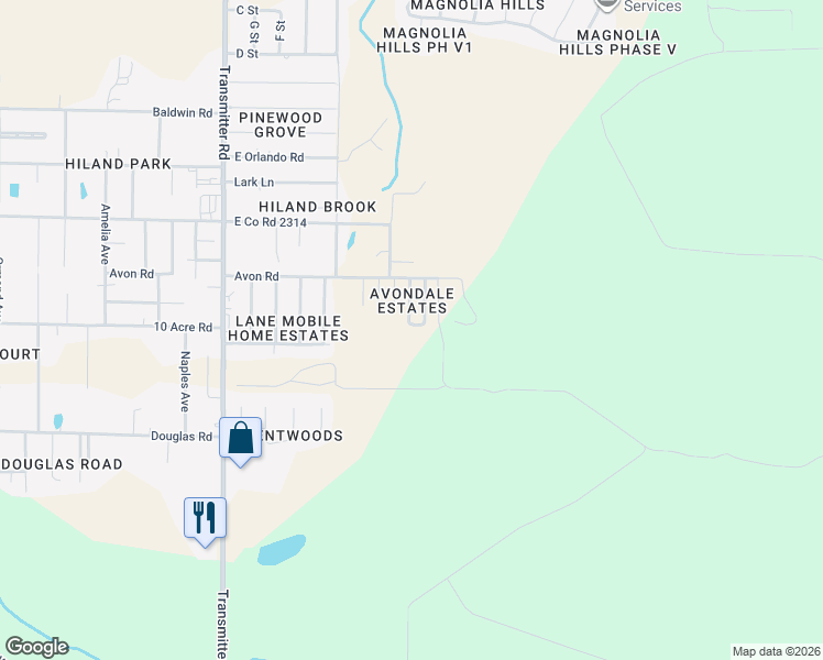 map of restaurants, bars, coffee shops, grocery stores, and more near 2624 Avondale Court in Panama City