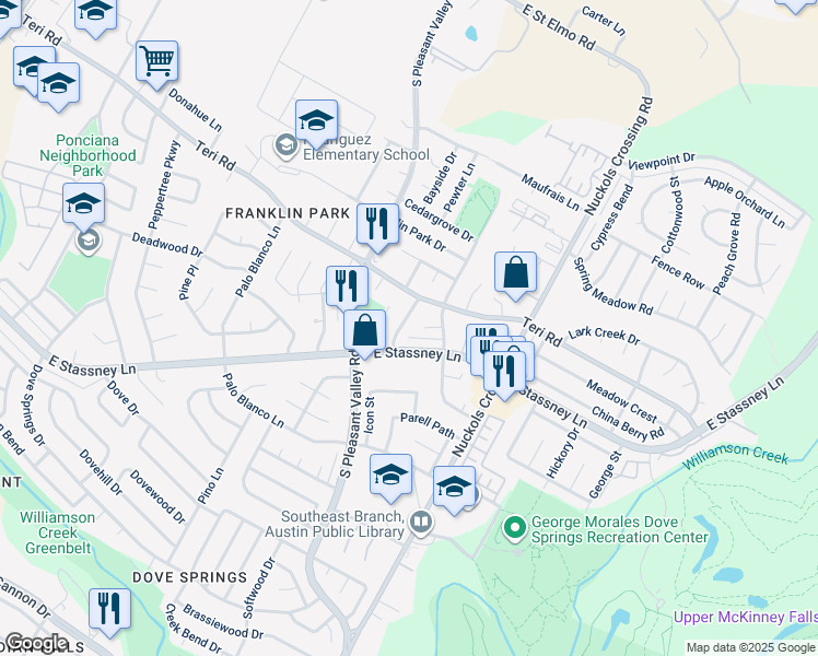 map of restaurants, bars, coffee shops, grocery stores, and more near 5204 2 Iron Street in Austin