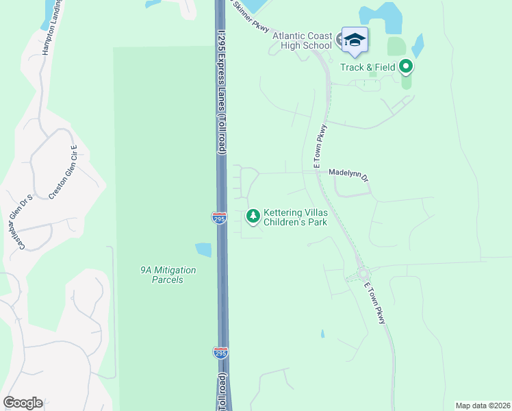 map of restaurants, bars, coffee shops, grocery stores, and more near Florida 9A in Jacksonville