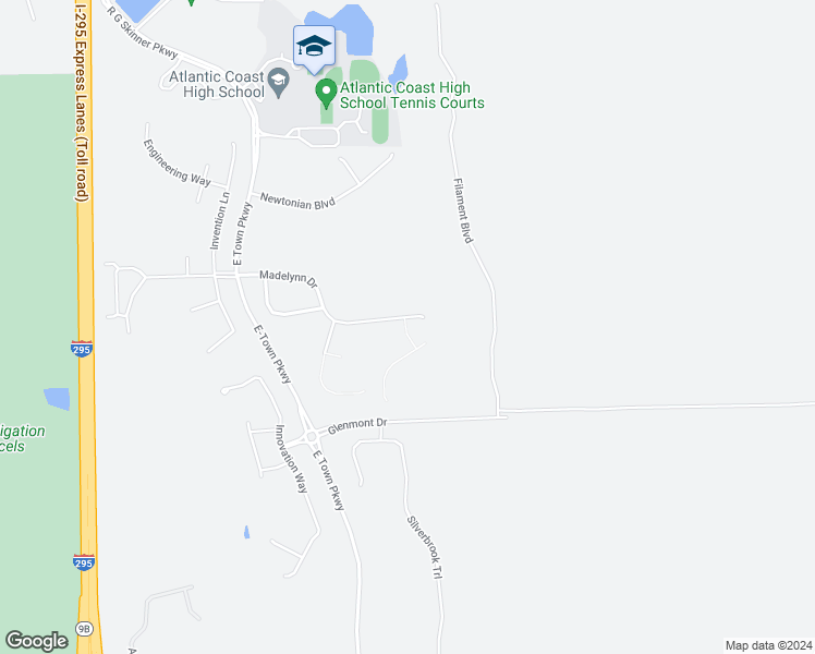 map of restaurants, bars, coffee shops, grocery stores, and more near 11488 Madelynn Drive in Jacksonville