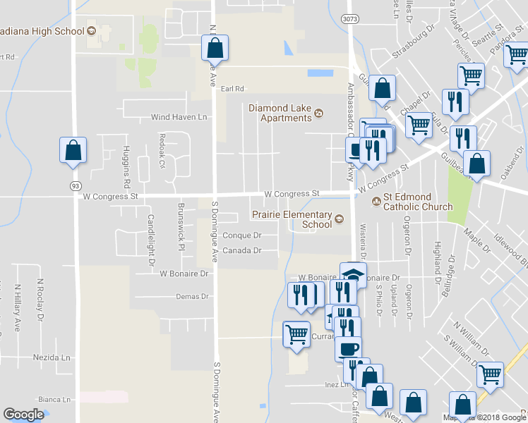 map of restaurants, bars, coffee shops, grocery stores, and more near 108 Mesa Circle in Lafayette