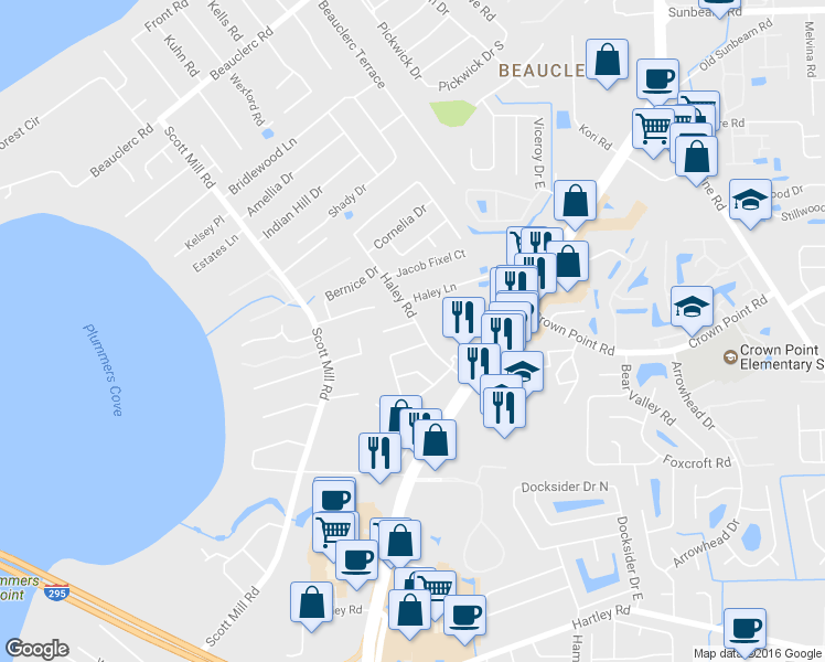 map of restaurants, bars, coffee shops, grocery stores, and more near 2974 Mandarin Hollow Drive in Jacksonville