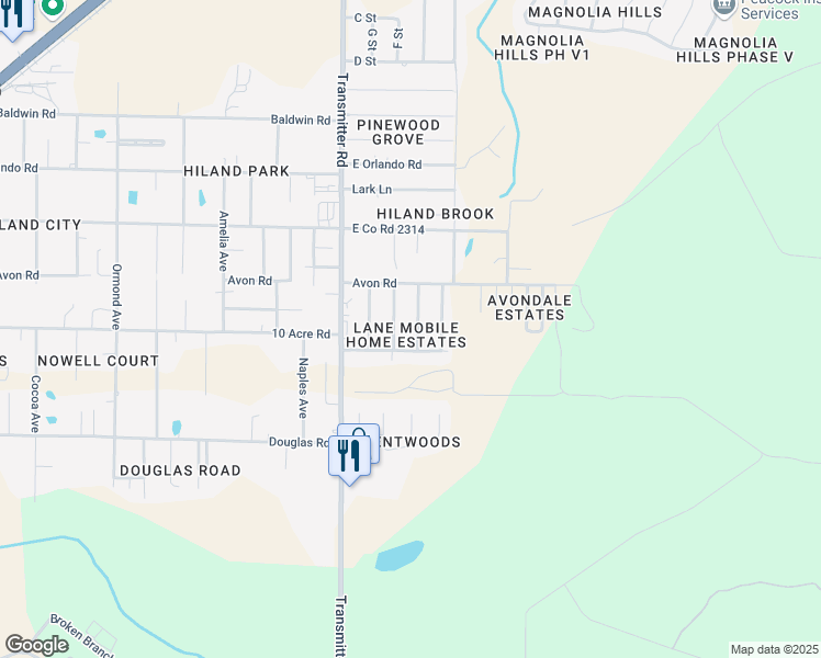 map of restaurants, bars, coffee shops, grocery stores, and more near 2605 Pearcy Road in Panama City