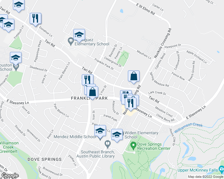 map of restaurants, bars, coffee shops, grocery stores, and more near 4808 Putters Cove in Austin