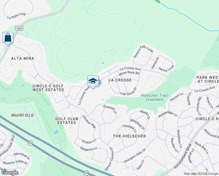 map of restaurants, bars, coffee shops, grocery stores, and more near 11205 Cap Stone Drive in Austin