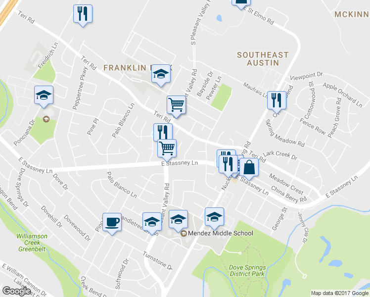 map of restaurants, bars, coffee shops, grocery stores, and more near 5204 2 Iron Street in Austin