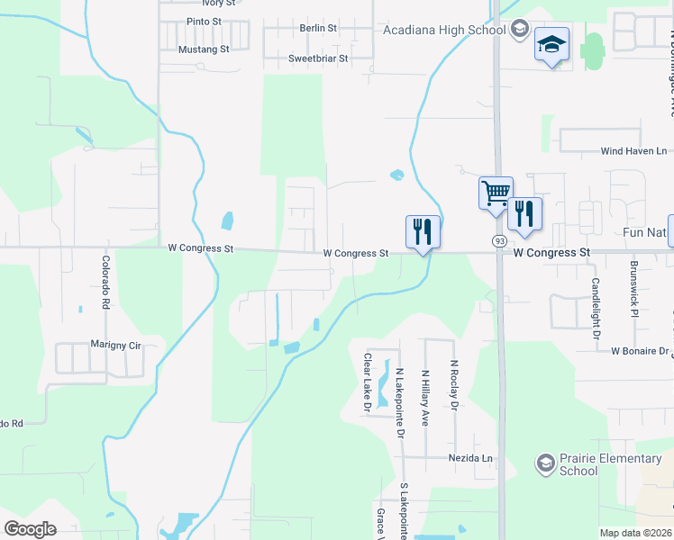 map of restaurants, bars, coffee shops, grocery stores, and more near 109 Travailleur Road in Lafayette