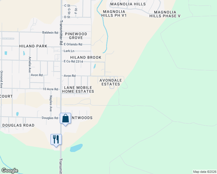 map of restaurants, bars, coffee shops, grocery stores, and more near 2619 Avondale Court in Panama City