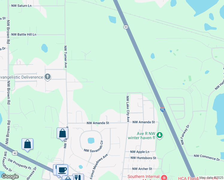 map of restaurants, bars, coffee shops, grocery stores, and more near 357 Northwest Wilks Lane in Lake City