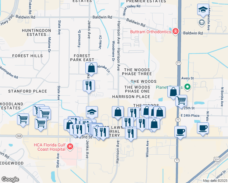 map of restaurants, bars, coffee shops, grocery stores, and more near 103 Loyola Lane in Panama City