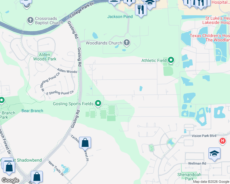 map of restaurants, bars, coffee shops, grocery stores, and more near 2500 Southline Road in Conroe
