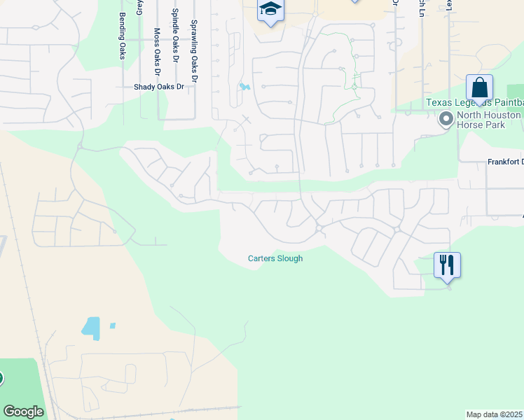 map of restaurants, bars, coffee shops, grocery stores, and more near 17015 Ash Leaf Way in Shenandoah