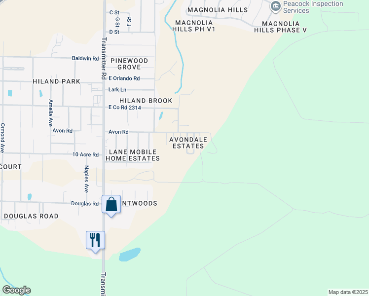 map of restaurants, bars, coffee shops, grocery stores, and more near 2614 Avondale Court in Panama City