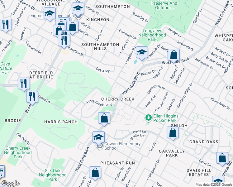 map of restaurants, bars, coffee shops, grocery stores, and more near 3018 Cameron Loop in Austin
