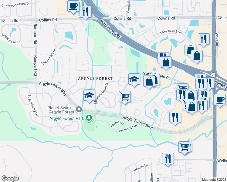map of restaurants, bars, coffee shops, grocery stores, and more near 8302 Derbyshire Place in Jacksonville