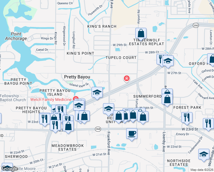 map of restaurants, bars, coffee shops, grocery stores, and more near 2515 Frankford Avenue in Panama City