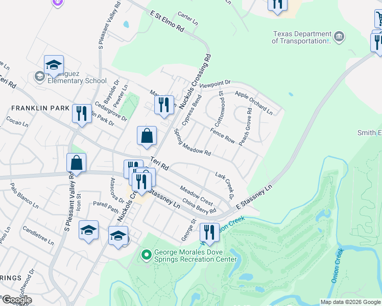 map of restaurants, bars, coffee shops, grocery stores, and more near 5508 Lark Creek Drive in Austin