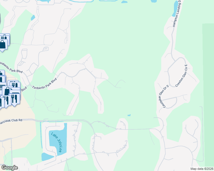 map of restaurants, bars, coffee shops, grocery stores, and more near 8036 Timbermill Road in Jacksonville