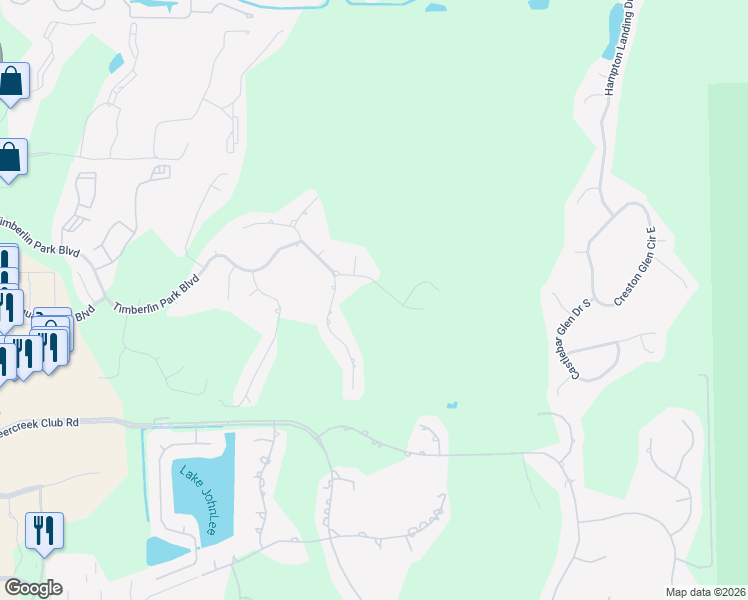 map of restaurants, bars, coffee shops, grocery stores, and more near 8036 Timbermill Road in Jacksonville