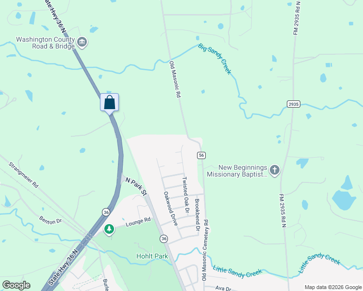 map of restaurants, bars, coffee shops, grocery stores, and more near 2916 Twisted Oak Drive in Brenham