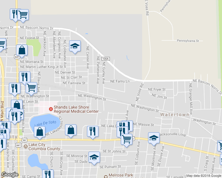 map of restaurants, bars, coffee shops, grocery stores, and more near 907 Northeast Tom Page Place in Lake City