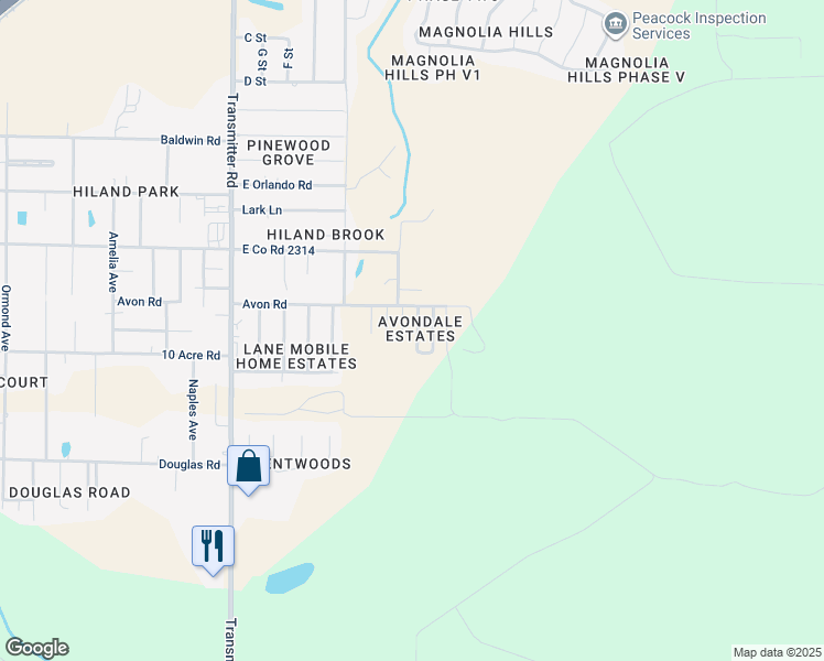 map of restaurants, bars, coffee shops, grocery stores, and more near 2610 Avondale Court in Panama City