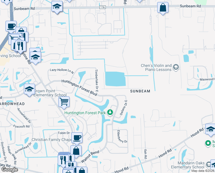map of restaurants, bars, coffee shops, grocery stores, and more near 4388 Sun Garden Drive in Jacksonville