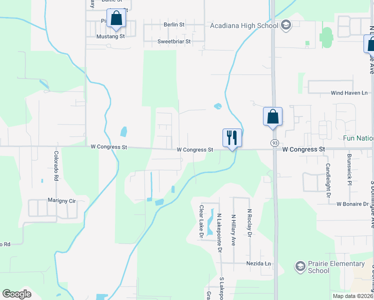 map of restaurants, bars, coffee shops, grocery stores, and more near 109 Travailleur Road in Lafayette