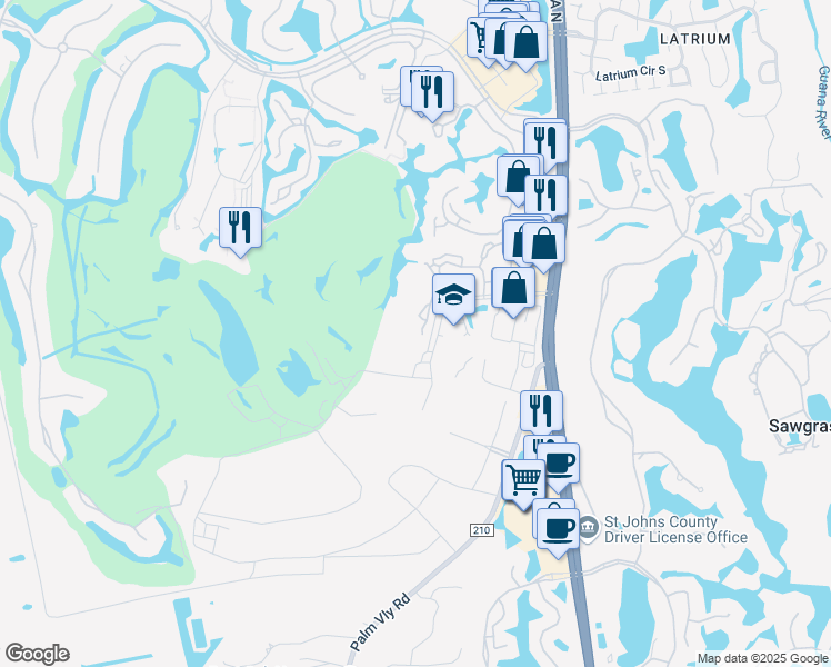 map of restaurants, bars, coffee shops, grocery stores, and more near 180 Veracruz Drive in Ponte Vedra Beach