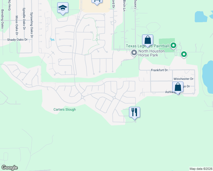 map of restaurants, bars, coffee shops, grocery stores, and more near 1139 Great Grey Owl Court in Conroe