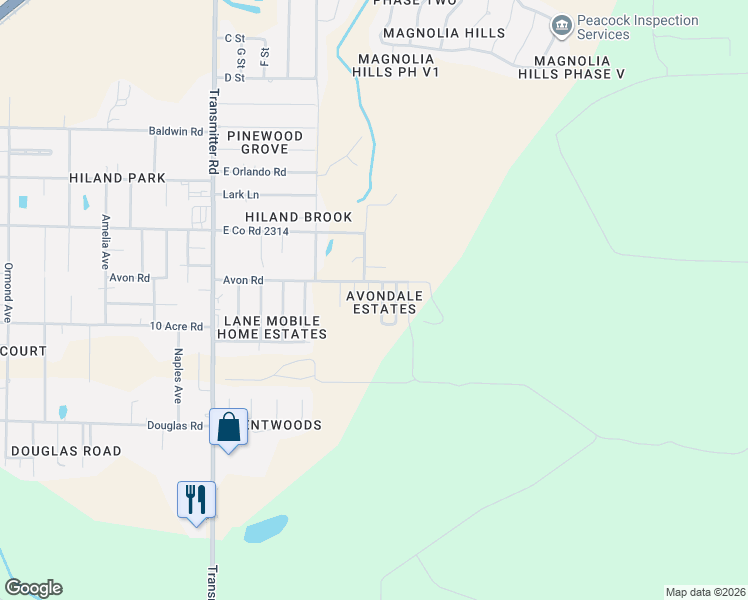 map of restaurants, bars, coffee shops, grocery stores, and more near 2601 Avondale Court in Panama City