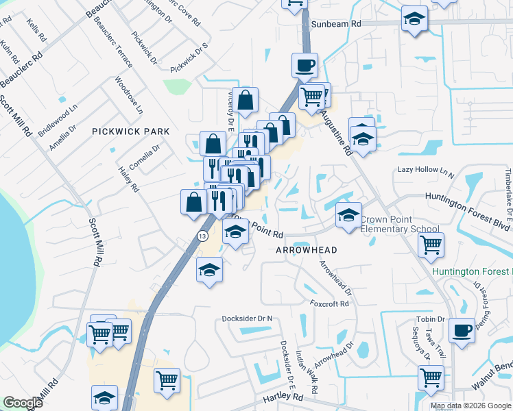 map of restaurants, bars, coffee shops, grocery stores, and more near 9965 San Jose Boulevard in Jacksonville