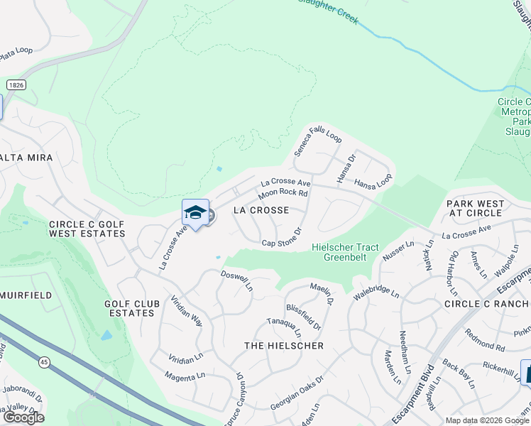 map of restaurants, bars, coffee shops, grocery stores, and more near 10808 Sky Rock Drive in Austin