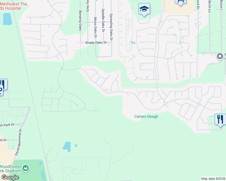 map of restaurants, bars, coffee shops, grocery stores, and more near 16899 Pink Wintergreen Drive in Conroe