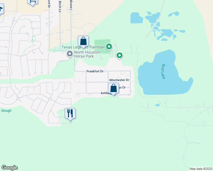 map of restaurants, bars, coffee shops, grocery stores, and more near 1423 Winchester Drive in Conroe