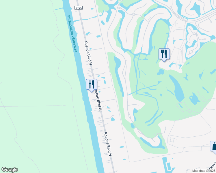 map of restaurants, bars, coffee shops, grocery stores, and more near 184 Roscoe Boulevard North in Ponte Vedra Beach